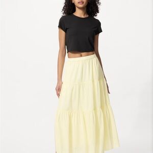 Uniqlo Yellow Tiered Maxi Skirt